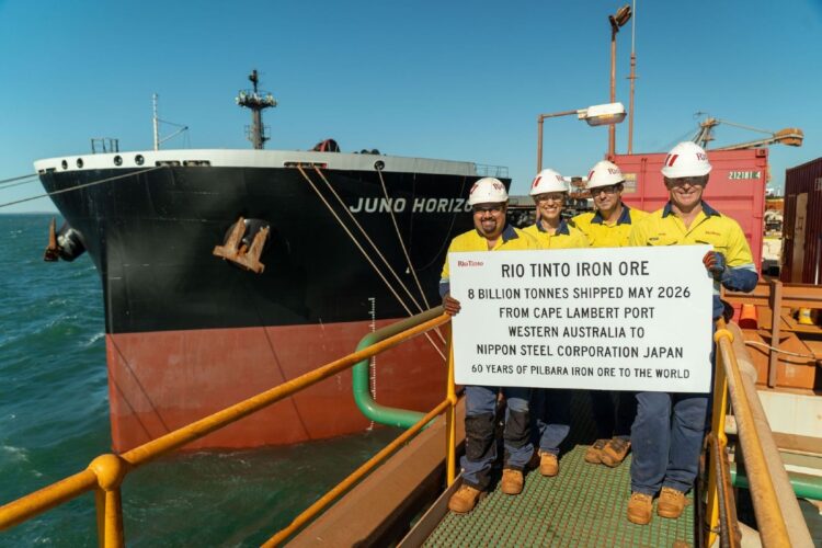 From left to right: Shannon Bellingham, RTIO Manager Operations, Cape Lambert; Briony Briskey, RTIO General Manager Ports Cape Lambert; Shane Hump. Image: Rio Tinto