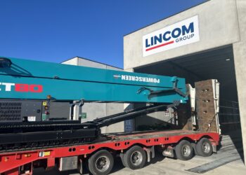 Lincom Group is putting the finishing touches on its new Tasmanian branch, where visitors to the open day will see the Powerscreen CT80 tracked conveyor on display. Image: Lincom Group.