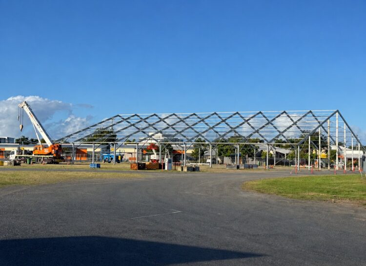 Mackay Showgrounds is taking shape ahead of the opening of QME 2026. Image: Prime Creative Media.